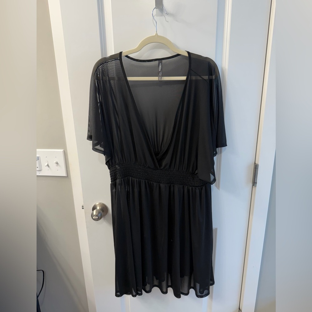 Torrid Black Sheer Swim Coverup